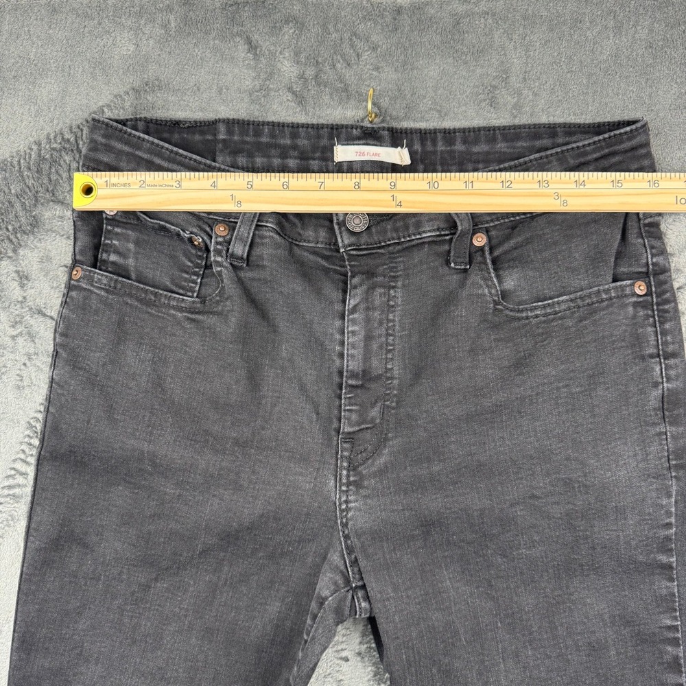Levis 726 Flare Jeans Womens 32 Faded Black High Rise Stretch Denim 18882-0024 - Picture 2 of 11